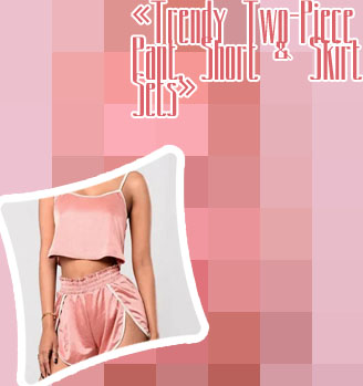 Pink satin two piece set