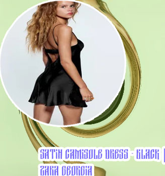 Satin camisole dress zara black