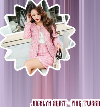 Tweed skirt set pink